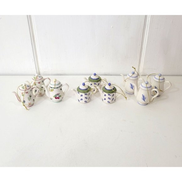 Ceramic Teapot Ornaments, Set of Nine - Picture 8 of 8